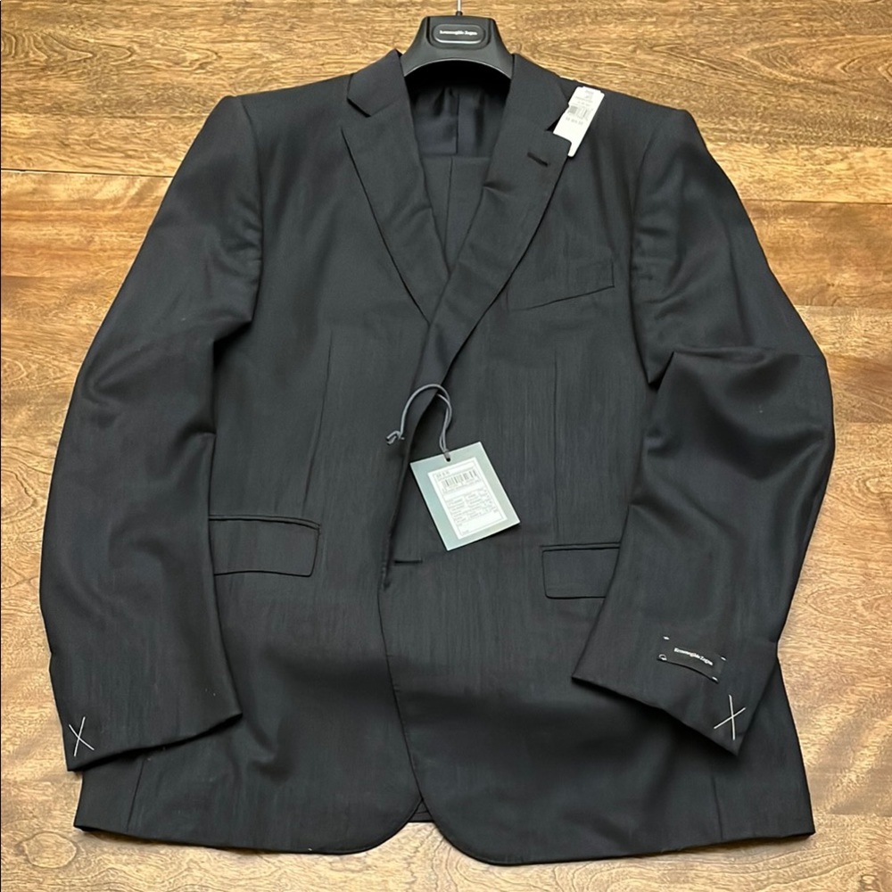 Zegna Charcoal Grey Pindot Suit, NWT